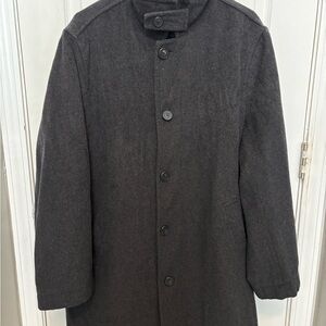 Perry Ellis Men’s Dark Gray Wool Blend Button, Zip Coat Size L